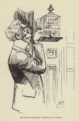 Sir Squire Bancroft nourrissant son canari