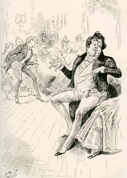 Les Turveydrops, père et fils. Illustration par Harry Furniss pour le roman de Charles Dickens 