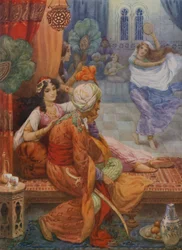 Prince Ahmed et la fée Banou (lithographie couleur)