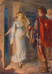 Sir Huldbrand et Undine, de "Undine" (lithographie couleur)