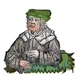Portrait de Plotin (Plotino) (Plotinus) (205 - 270), philosophe grec. Xylographie des « Chroniques de Nuremberg » par Hartmann Schedel