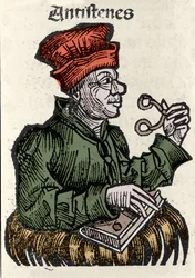Le philosophe grec Antisthène (444-365 av. J.-C.). Xylographie des « Chroniques de Nuremberg » par Hartmann Schedel