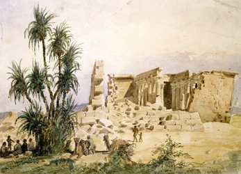 Temple de Marharraka, Assouan, Nubie, Égypte. Aquarelle d