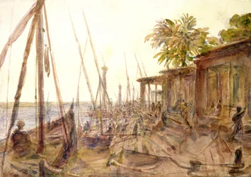 Vue du Nil. Aquarelle d