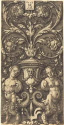 Ornement avec vase et deux figures féminines, 1553