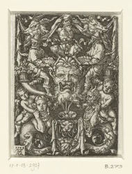 Décoration plate avec grotesques