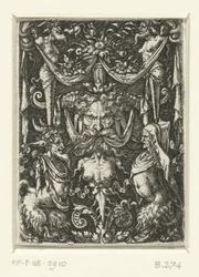 Décoration plate avec grotesques