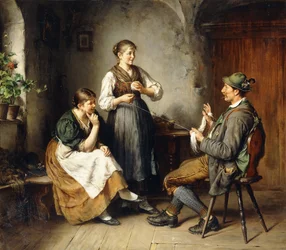 Trois figures dans un intérieur