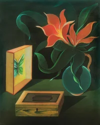 Nature morte avec plante et papillon