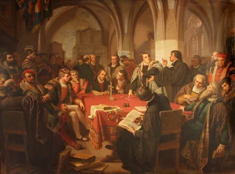 August Noack Discussion sur la religion au château de Marburg 1869 sans cadre
