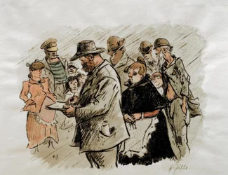 Zille dessinant sous la pluie