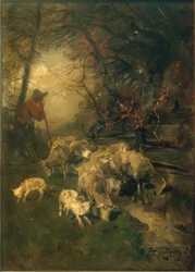 Berger avec des moutons