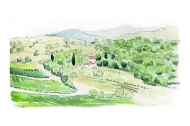 Colline toscane, 2014 (crayon et aquarelle)