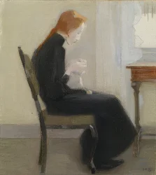 Fille tricotant. 1904