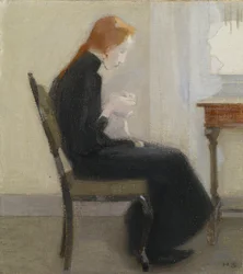 Jeune fille faisant du crochet