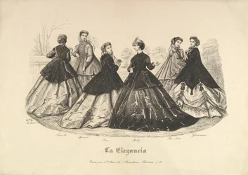 Six femmes en plein air, n° 676, de La Elegancia, 1865-66