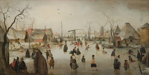 Patinage sur glace dans un village