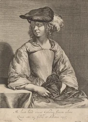 Fille avec un chapeau à plumes