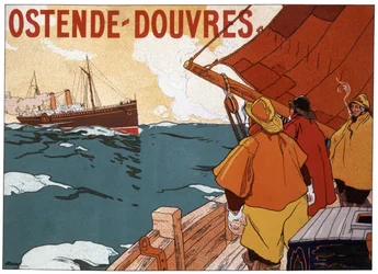 Bac entre Ostende et Douvres, vers 1900