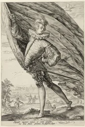 Le porte-étendard, tourné à gauche
