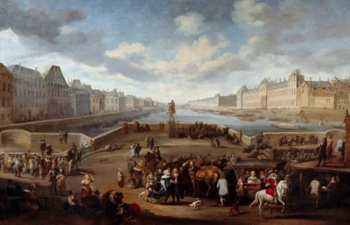 Vue de Paris avec le Louvre, prise du pont Henri IV (actuel Pont Neuf)