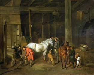 Intérieur avec un maréchal-ferrant