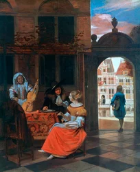 Une fête musicale dans une cour