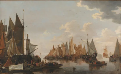 Embarquement des troupes sur une rivière néerlandaise
