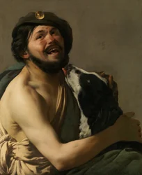 Un Bravo rieur (mercenaire) avec son chien