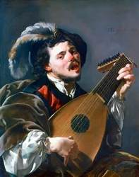 Un homme jouant du luth, 1624