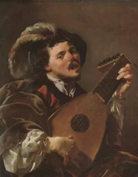 Néerlandais : Zingende lute spelen man Un homme jouant du luth