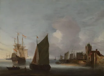 Navires près de Zierikzee avec la Zuidhavenpoort en arrière-plan