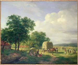 Paysage Boisé avec Faneurs