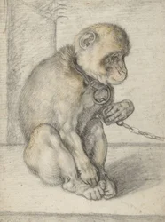 Singe assis enchaîné, 1592-1602