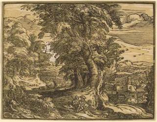 Paysage avec un couple de bergers