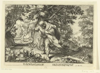 Tirésias bat deux serpents accouplés, d