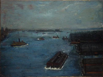East River, début de soirée, vers 1908 (huile sur toile)