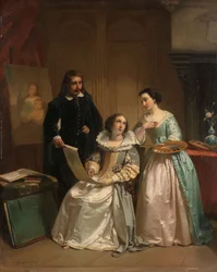 Gerard van Honthorst montrant les dessins de son élève à Amalia van Solms