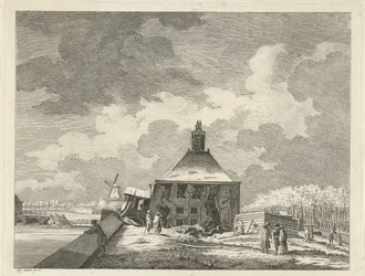 Porte de Muider affaissée, vue depuis le rempart, 1769