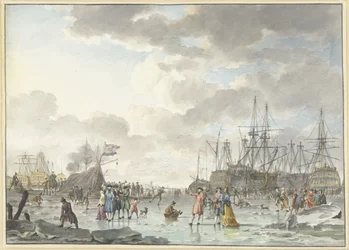 Fête de la glace sur une rivière gelée avec des navires