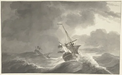 Deux navires en mer par tempête