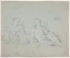 Deux figures féminines assises