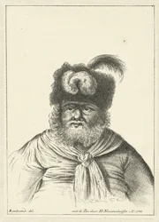 Homme assis avec un bonnet de fourrure