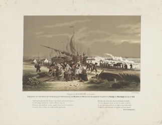 Vue de plage avec des femmes de pêcheurs en deuil, 1868