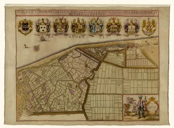 Carte de la digue de Hondsbossche et des dunes près de Petten