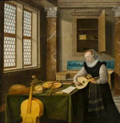 Dame jouant du luth, vers 1610