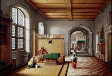 Jésus chez Marthe et Marie de Béthanie. Peinture de Hendrik van Steenwyck le Jeune