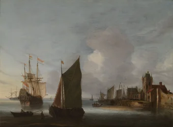 Navires près de Zierikzee avec le Zuidhavenpoort