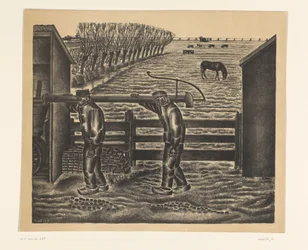 Deux paysans dans un paysage