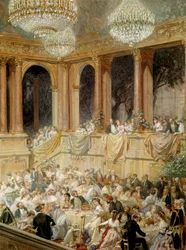 Réception donnée aux Tuileries par Napoléon III. Aquarelle par Henri Baron (1816-1885)